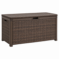 Garten-Aufbewahrungsbox 120 x 60 x 60 cm aus braunem Kunststoffgeflecht mit Deckel