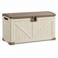 Garten-Aufbewahrungsbox 117 x 45 x 60 cm Kunststoff Beige Braun mit Deckel