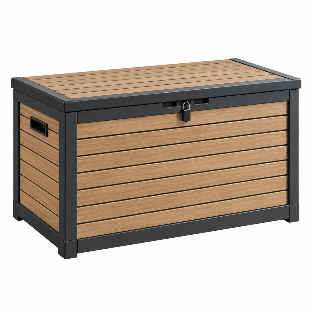 Garten-Aufbewahrungsbox 120 x 60 x 63 cm Kunststoff Braun Schwarz abschließbar