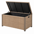 Garten Auflagenbox 120 x 60 x 60 cm Beige Kunststoffgeflecht mit Deckel und Innenfutter