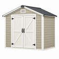 Gartenhaus 191 x 122 x 195 cm Kunststoff Beige Weiß mit Doppeltür Satteldach