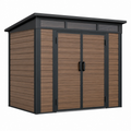 Gartengerätehaus 180 x 120 x 200 cm Kunststoff in Holzoptik Braun Schwarz mit Doppeltür