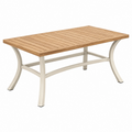 Gartentisch 150 x 90 x 75 cm Holz Natur Metall Weiß Rechteckig