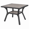 Gartentisch 90 x 90 x 75 cm Metall Kunststoff Grau Schwarz mit Ablagefläche