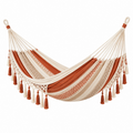 Hängematte 200 x 150 cm aus Baumwolle in Beige und Terrakotta - Boho-Stil mit Quasten