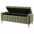 Sitzbank 130 x 75 x 85 cm Samt Olivgrün mit Stauraum gepolstert