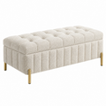 Sitzbank 120 x 45 x 45 cm Bouclé Creme mit Stauraum gepolstert