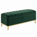 Sitzbank mit Stauraum 120 x 45 x 47 cm dunkelgrüner Samtbezug mit goldfarbenen Metallfüßen