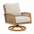 Garten-Drehsessel 83 x 80 x 96 cm Holz Seil Beige Natur mit Drehfunktion