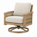Drehsessel 82 x 84 x 90 cm aus Holz und Seilgeflecht in Natur Beige mit gepolstertem Sitz