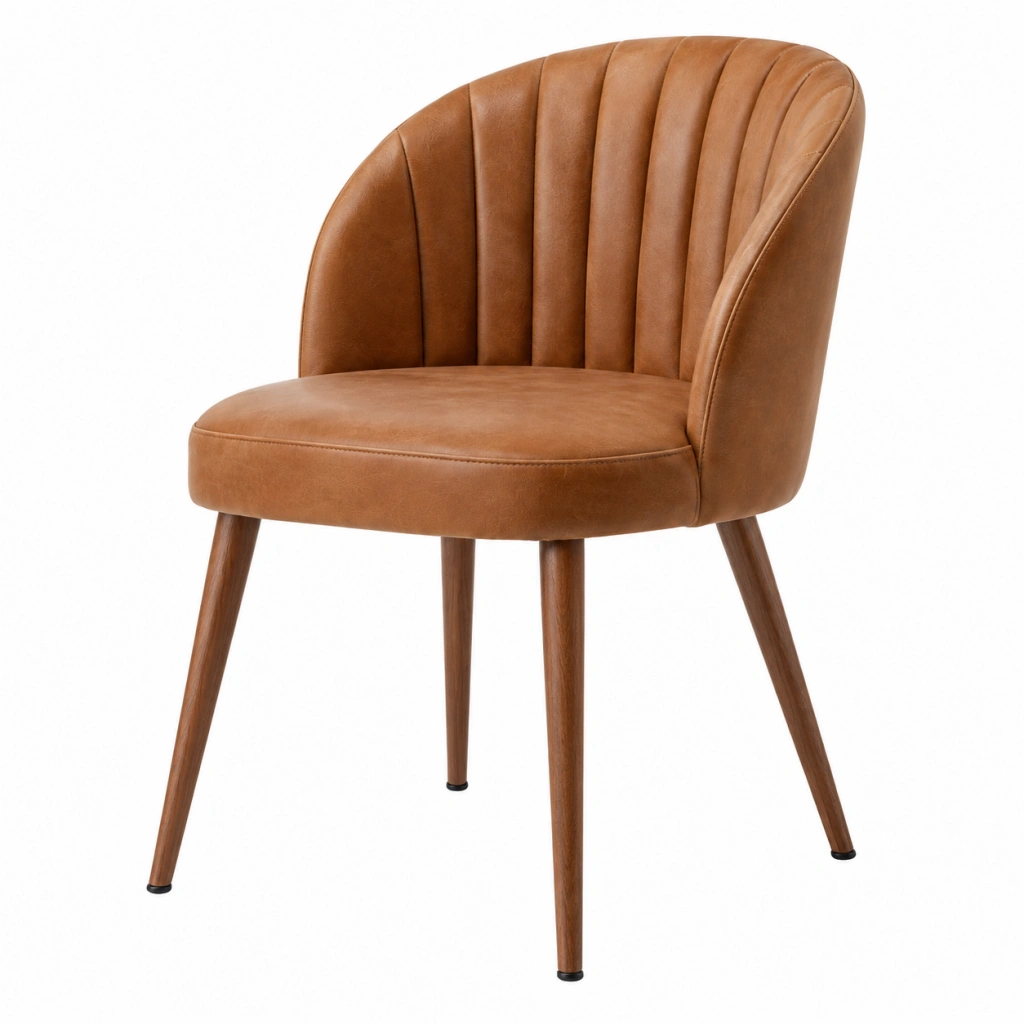 Esszimmerstuhl 57 x 60 x 80 cm Kunstleder Braun Gepolstert Retro