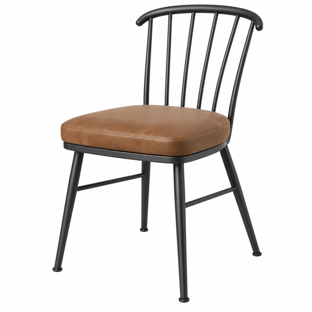 Esszimmerstuhl 50 x 55 x 88 cm Kunstleder Braun Metall Schwarz mit gepolstertem Sitz