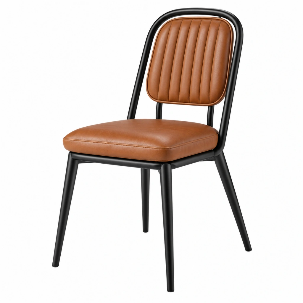 Esszimmerstuhl 48 x 55 x 82 cm Kunstleder Braun mit Metallgestell Retro