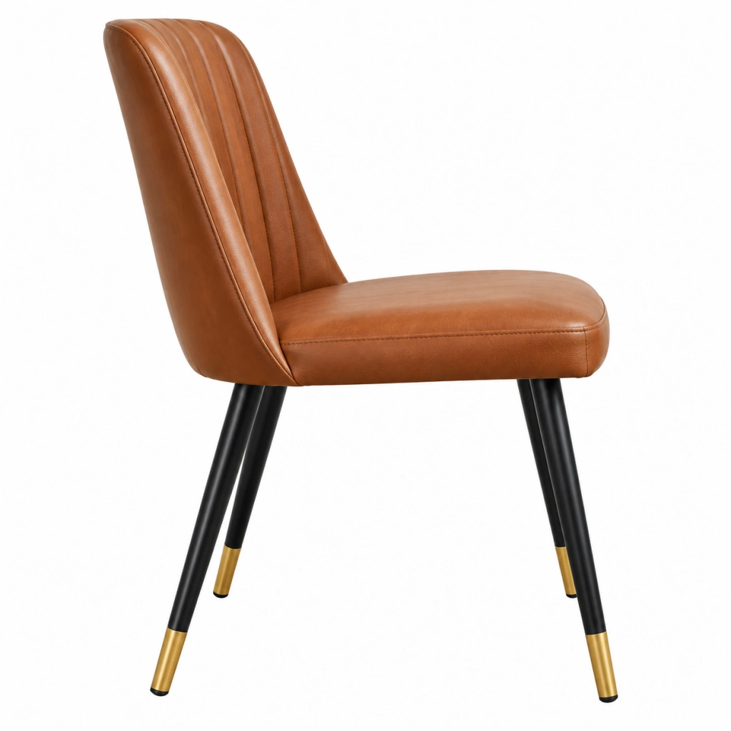 Esszimmerstuhl 48 x 60 x 88 cm Kunstleder Cognac gepolstert modern