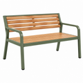 Gartenbank 120 x 65 x 85 cm Holz und Metall Grün Braun mit Armlehnen