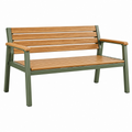 Gartenbank 120 x 65 x 90 cm aus Holz und Metall in Naturgrün mit Armlehnen