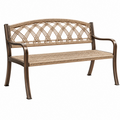 Gartenbank 120 x 60 x 90 cm aus Metall und Kunststoffgeflecht in Braun - Sitzbank im Vintage-Stil